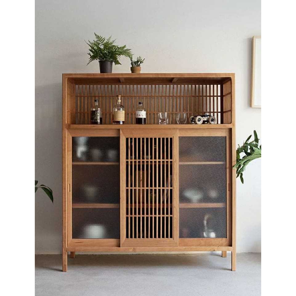 TIMOTHY STORAGE CABINET RAK KACA KAYU JATI LEMARI RAK KACA TERBARU Benwood