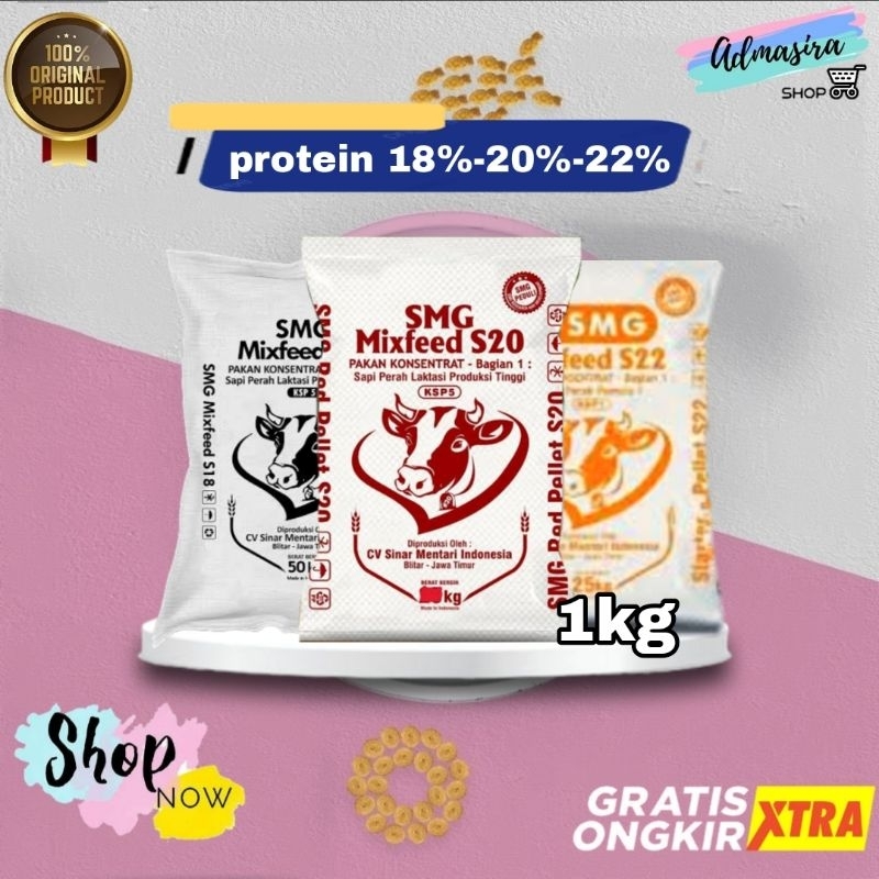 SMG Mixfeed S18 S20 S22 1KG Konsentrat Sapi Kambing SApi Perah Laktasi Produksi Tinggi Protein 20% 1