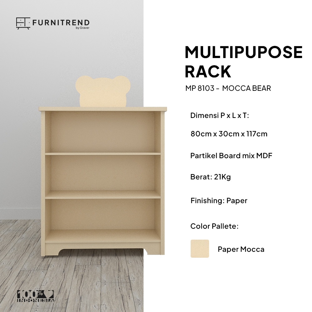 FURNITREND MP 8103 - Rak Serbaguna / Lemari Anak / Lemari Buku Anak / Rak Buku