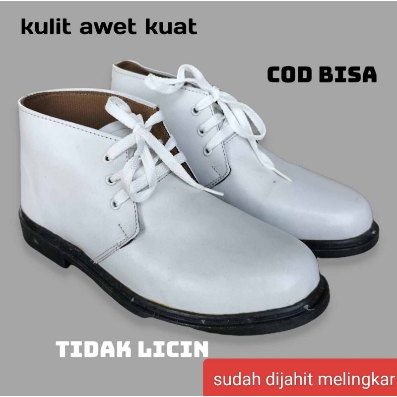sepatu pdh putih/sepatu pdh tali kulit pria/sepatu perawat/Akper/sepatu paskib kulit pria termurah b