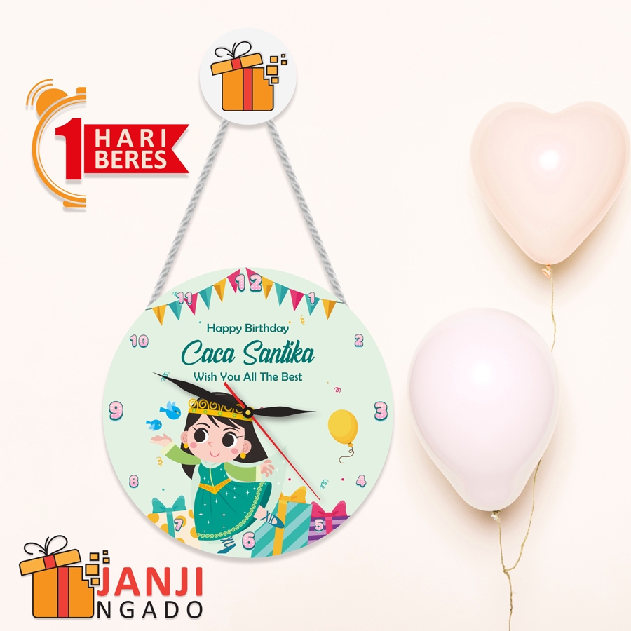 Jam Dinding Gantung Hampers Party Birthday Cewe Cowo Souvenir Dies Natalis Kado Ulang Tahun Anak