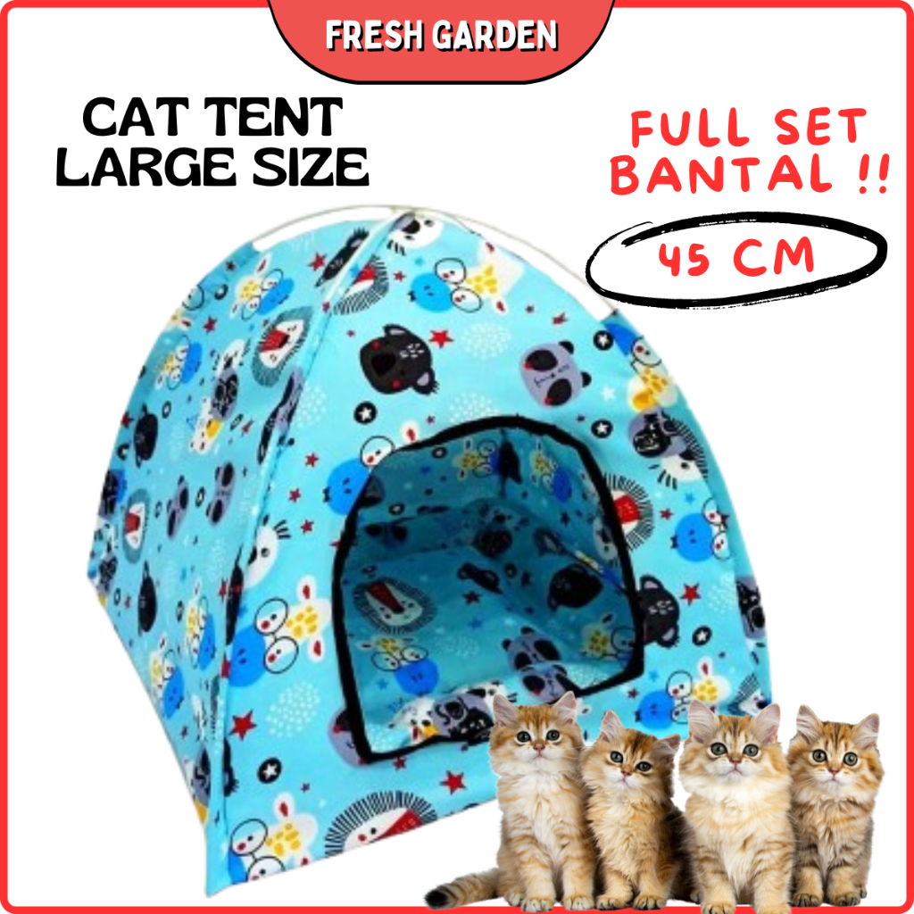 Tenda Kucing Jumbo Free Bantal Model Lipat Tempat Tidur Anabul Bisa Dicuci, Banyak Warna dan Motif F