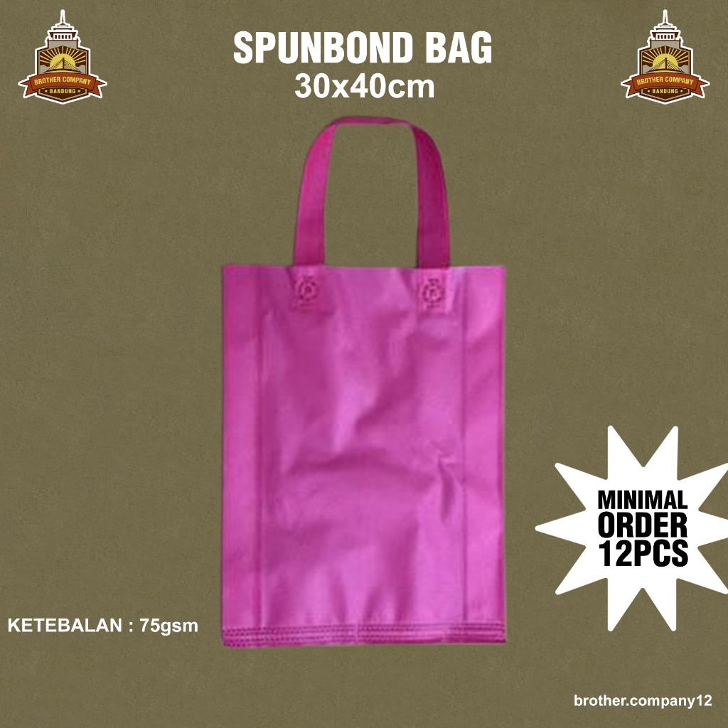 

Tas Goodie Bag Spoundbond Tali 30x40 Pink Tua isi 12pcs / Tas Spounboond / Tas Belanja