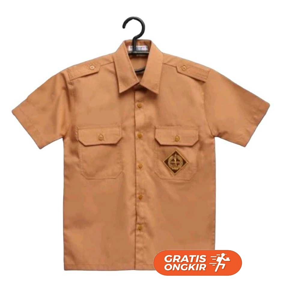 SERAGAM SEKOLAH PRAMUKA SD LENGAN PENDEK LAKI-LAKI PAKAIAN BAHAN OXFORD ADEM