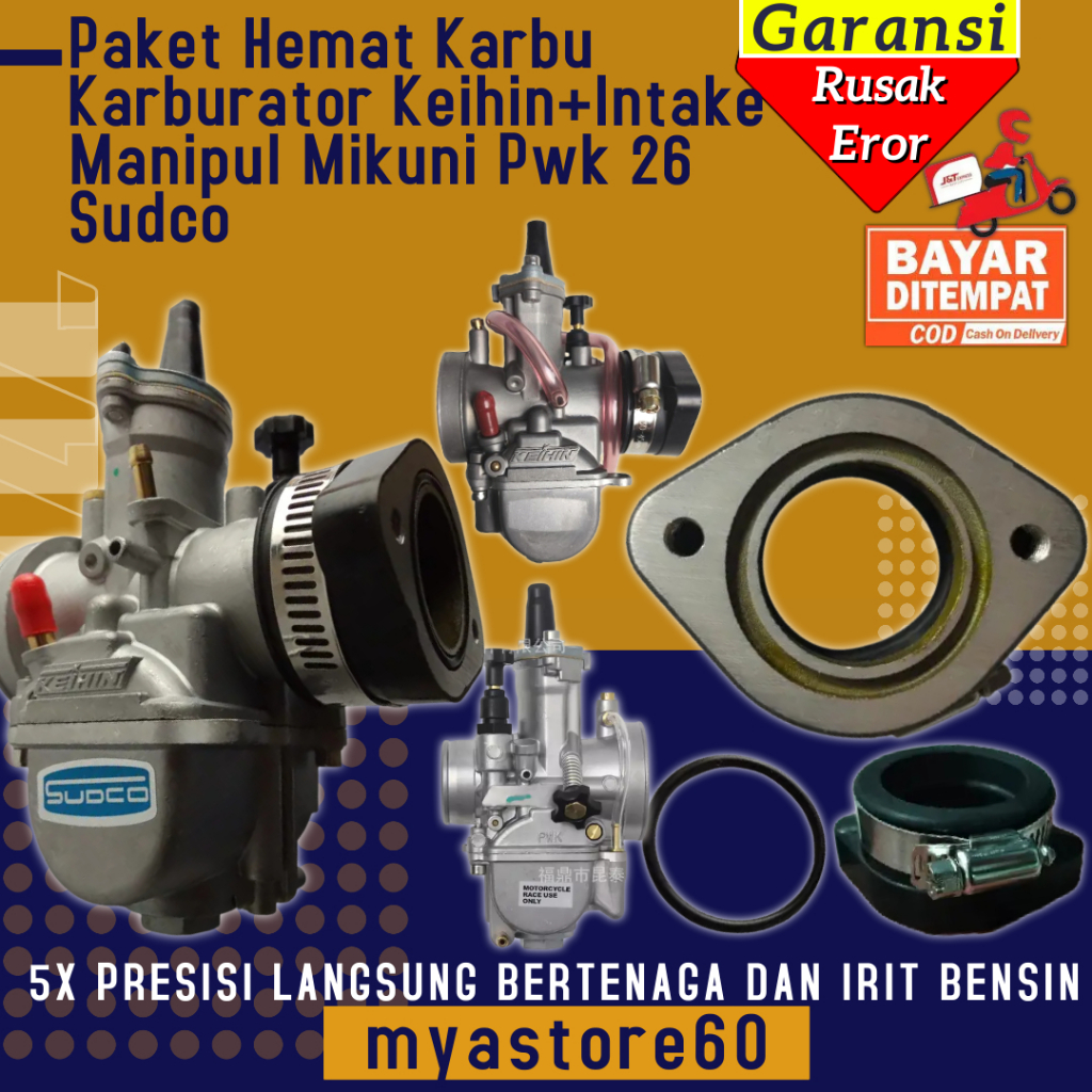 Paket Promo Tinggal Pasang Karbu Karburator  Karburator Carbu Keihin Pwk26 Pwk 26 Keihin Sudco +GRAT