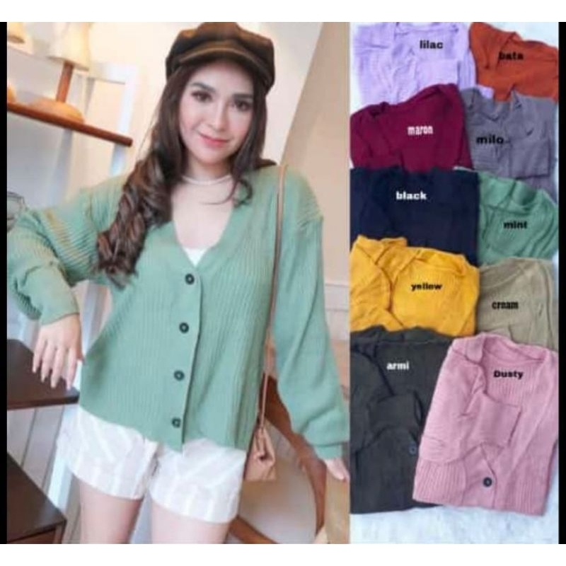 Cardigan Rajut - Outer Rajut - Jaket Rajut Wanita Cewek Model Terkini Motif