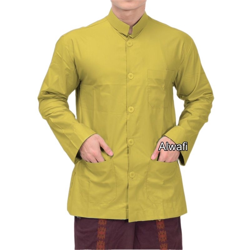 YUK CHECKOUT  Baju Koko Pria Dewasa Lengan Panjang 2024 Baju Koko Haibah Model Ammu Saku Depan
