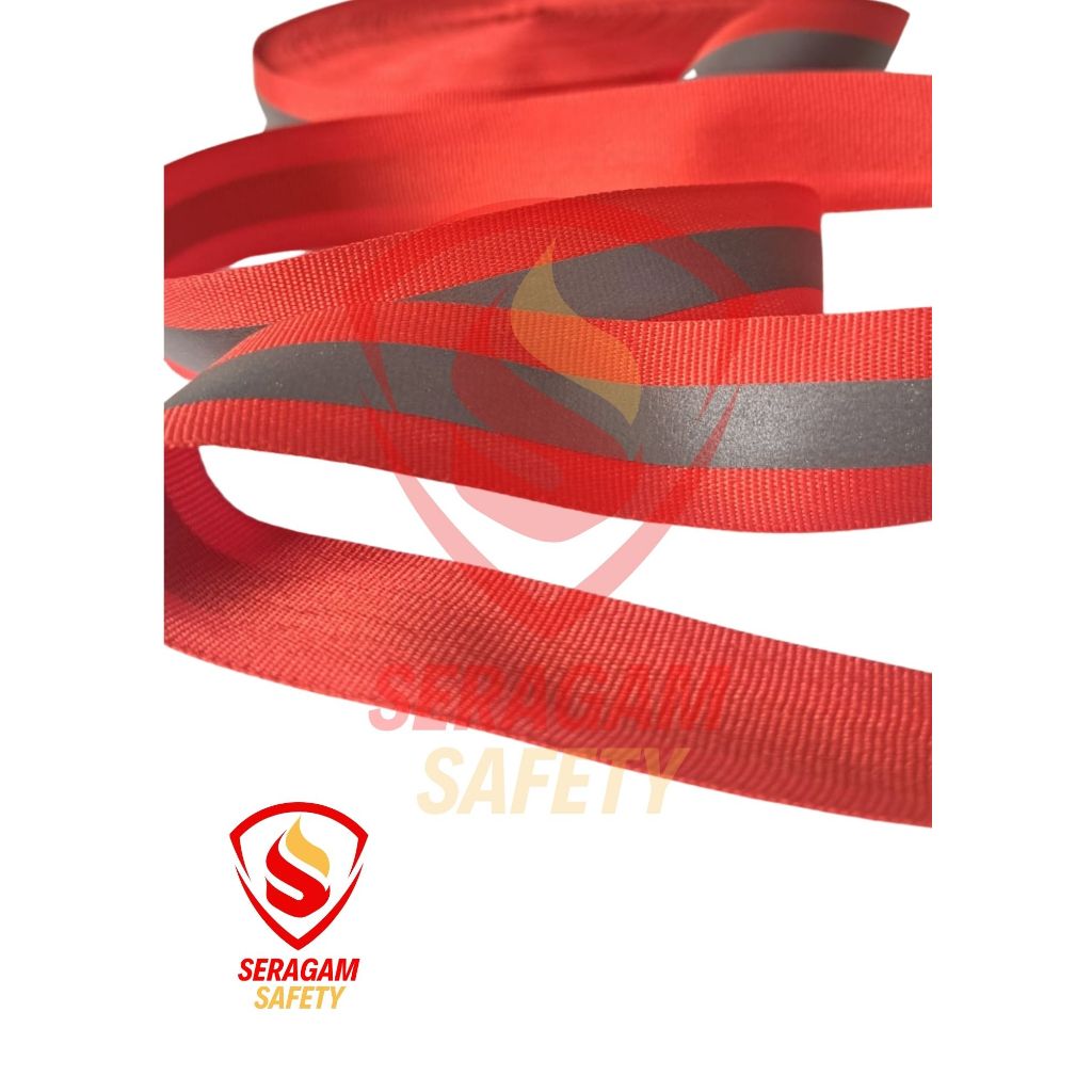 Webbing Pita Skotlet MERAH 1 Strip Ukuran 2,5 cm permeter/Webbing Scotchlite/Webbing Reflective/Webb