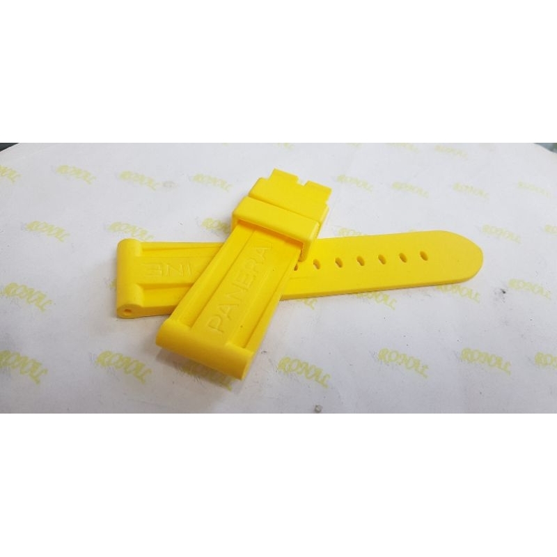 STRAP TALI JAM RUBBER KUNING PAM PAN ERAI LUMINOR MARINA AUTOMATIC PREMIUM SINTETIC LEATHER QUALITY 