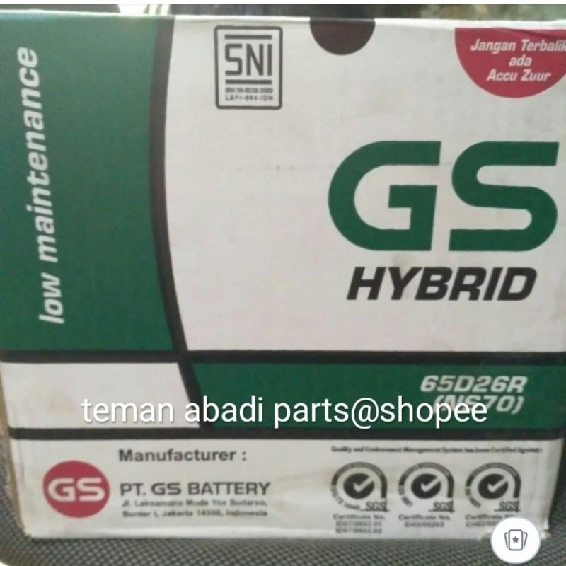 ACCU /AKI GS HYBRID NS70 65A (65D26R)