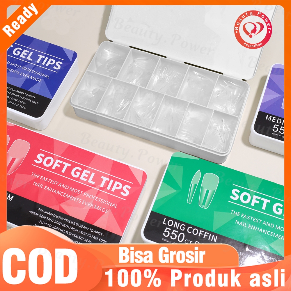 1 Kotak Soft Gel Nails Tips Clear Nail Extansion Fake Nail/ Set Kuku Palsu Akrilik Matte Bentuk Oval