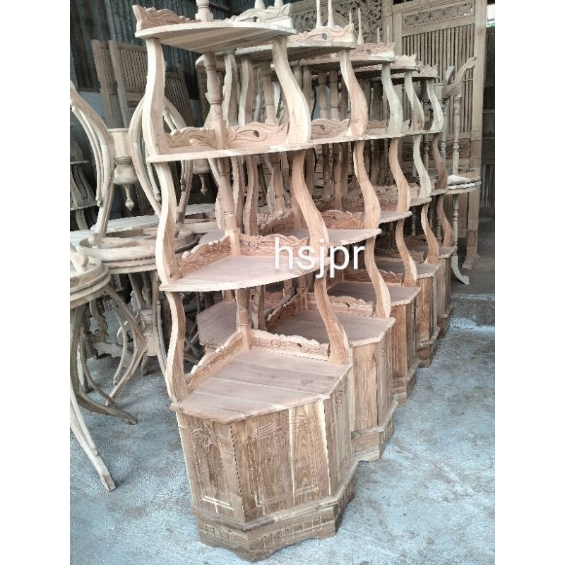 rak sudut kayu jati READY STOK TERMURAH