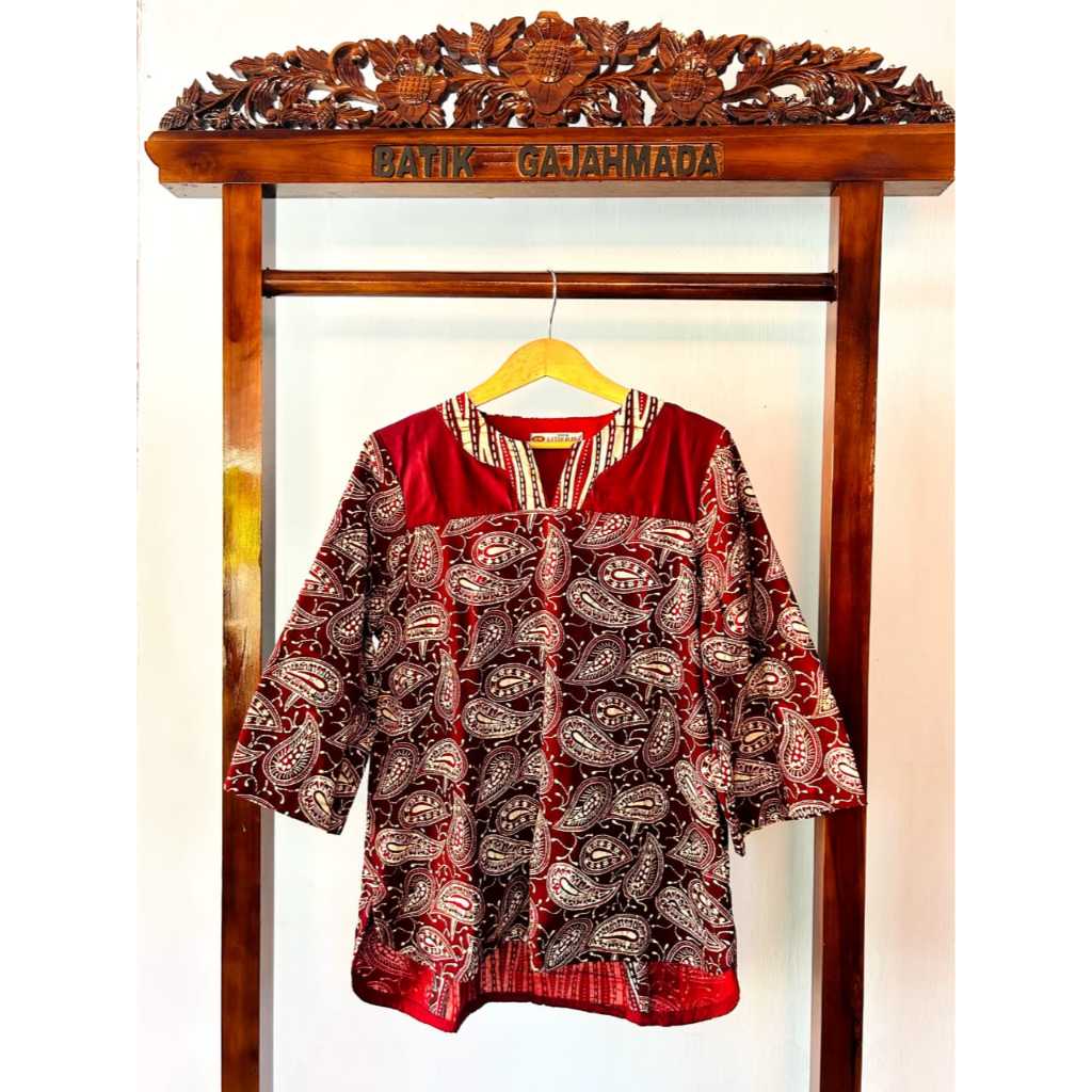 BLOUSE BATIK CAP TULIS KOMBINASI POLOS BY BATIK GAJAHMADA