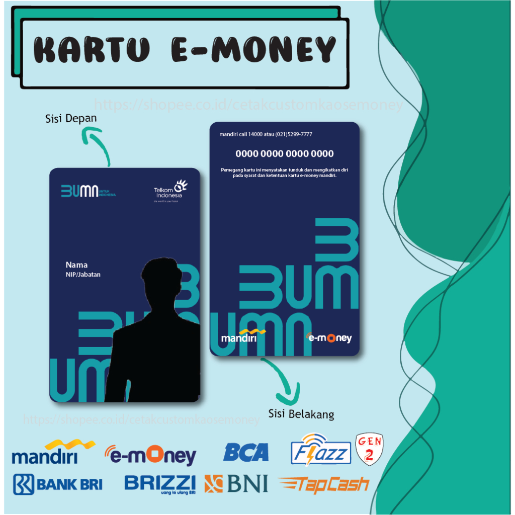 KARTU E MONEY E TOLL ID CARD NEW TELKOMSEL BUMN PENGENAL IDENTITAS MANDIRI BNI BRI BCA GEN 2-2 SISI