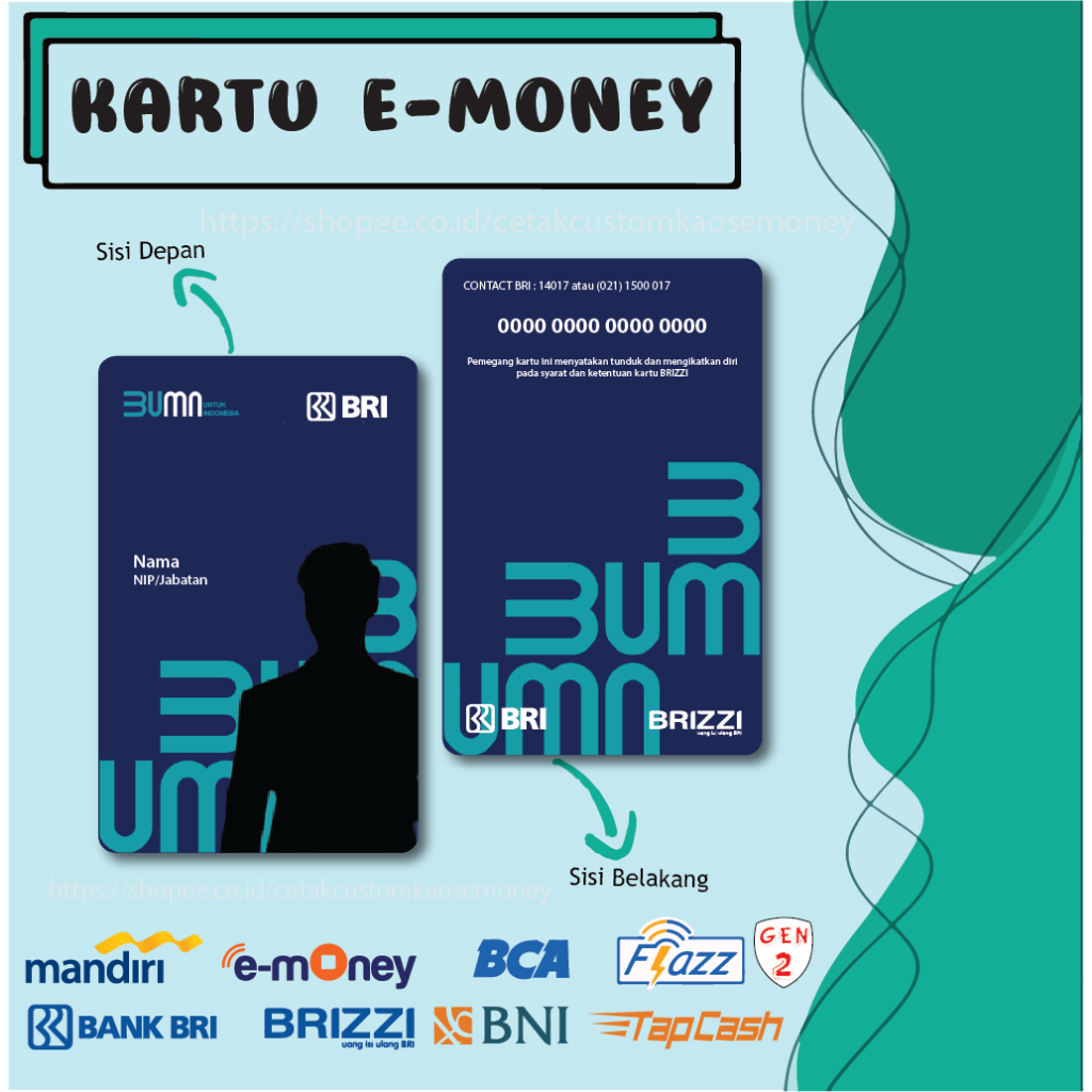 KARTU EMONEY ETOLL ID CARD NEW KARTU BRI BRIZZI BUMN PENGENAL IDENTITAS BRI BRIZZI - 2 SISI