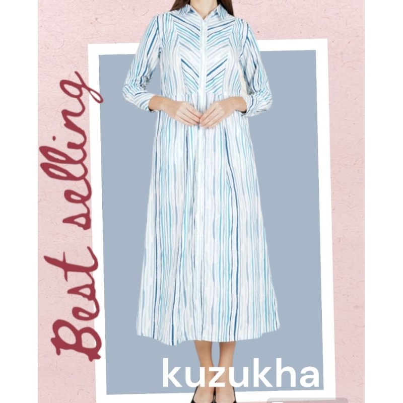 Kuzukha- Gamis Salur Biru Putih