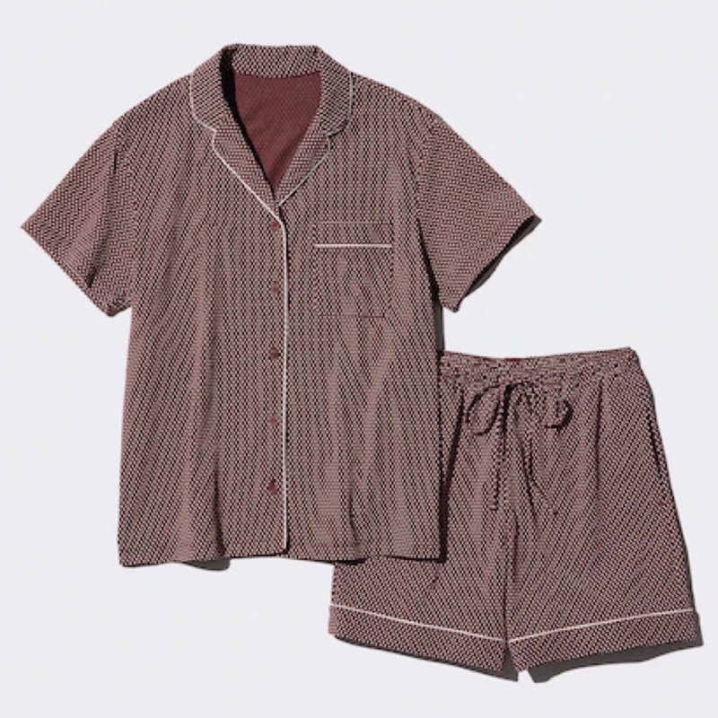 UNIQLO Women Set AIRism Setelan Piyama Katun Motif Wanita Lengan Pendek