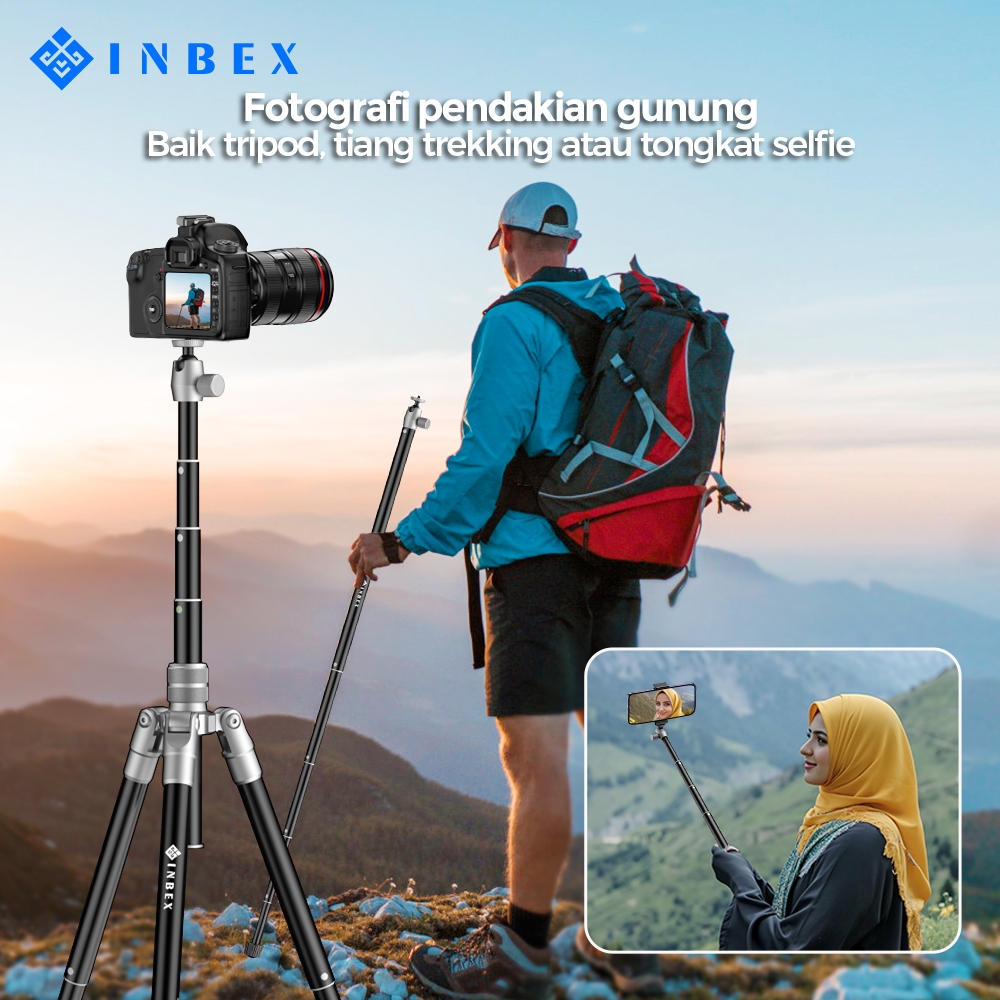 INBEX IB6 Tripod Camera Profesional Portable for Kamera DSLR Mirrorless Tripod Removable