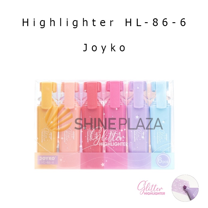 

KODE B74Y Highlighter Set Glitter Joyko HL866 Penanda Berwarna Joyko