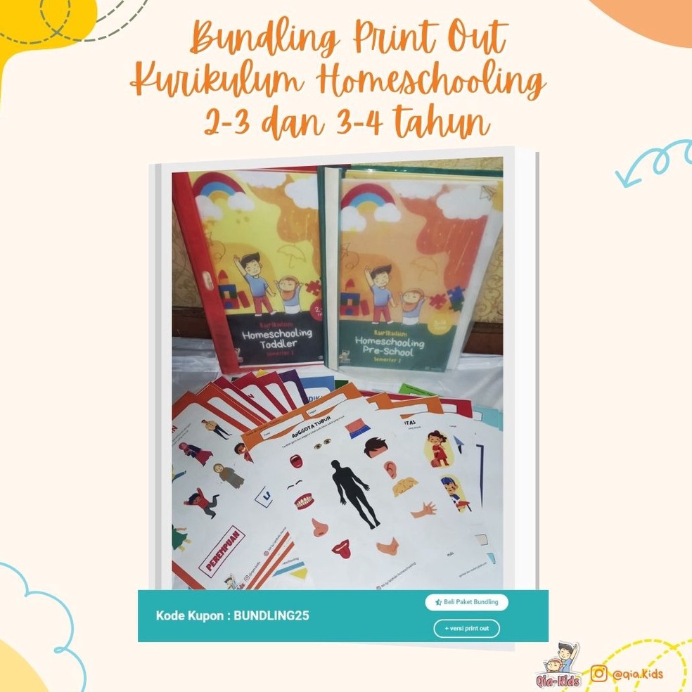 KODE D62E Versi Printout Qiakids Activity Book Anak Usia Paud 23 34 45Tahun Kurikulum Homeschooling 