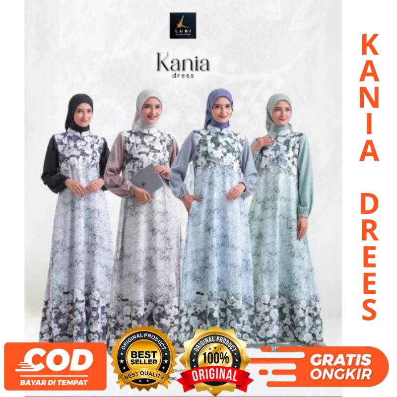 TERBARU BUSANA MUSLIM GAMIS HANANIA DRESS WARNA  SOFT BLUE,SOFT GREEN,SOFT GREY AND DUSTY PINK BY LU