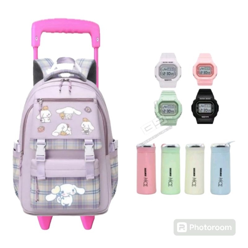 tas troli anak perempuan cinnamorol - tas troli anak sekolah kuromi - tas troli anak perempuan kurom