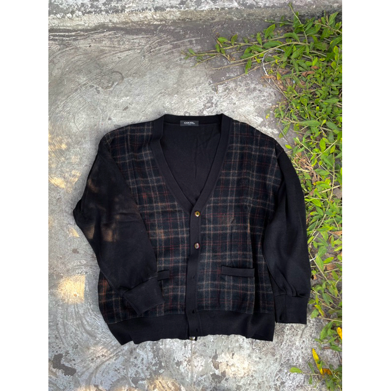 OXBL Pattern Plaid Cardigan