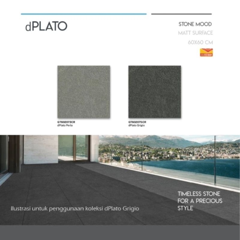 Roman Granit 60x60 dPlato Series (Stone Mood) / Granit Lantai Motif Batu Natural / Lantai Area Outdo