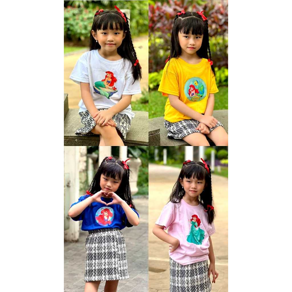 KAOS ANAK LCC COTTON KAOS ANAK LUCU MURAH PRINCESS ARIEL MERMAID