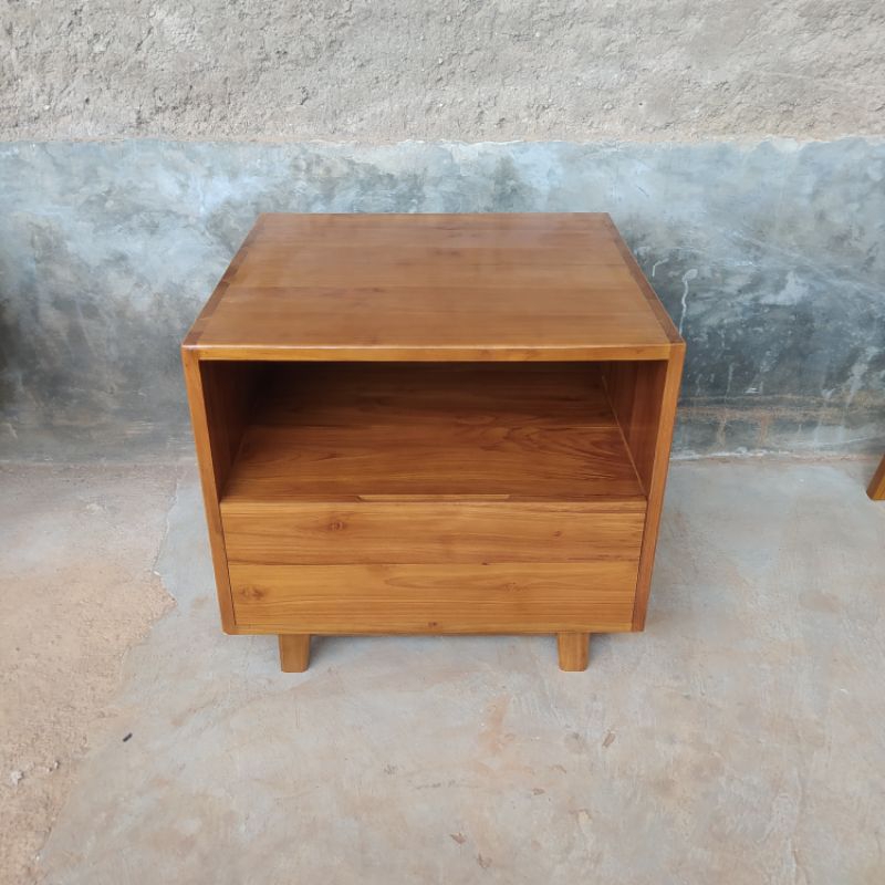 Nakas bedside minimalis jati-Bedside jati minimalis-Nakas jati