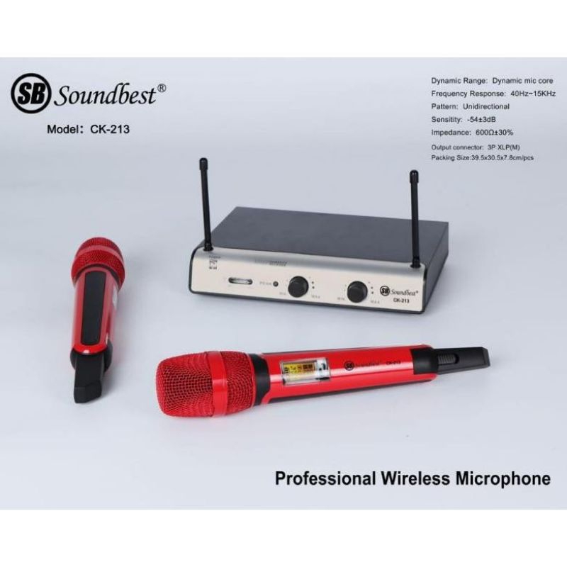 Mic Wireless Soundbest CK213 Original Mic Soundbest CK 213 warna merah