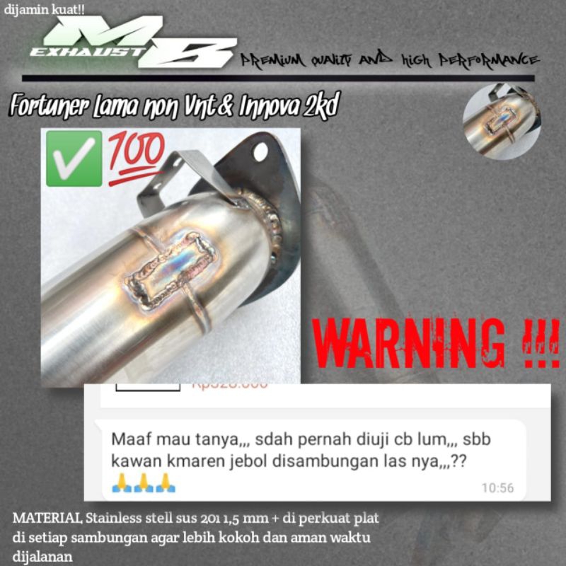 DOWNPIPE INNOVA 2KD INNOVA LAMA 2KD FORTUNER 2KD NON VNT
