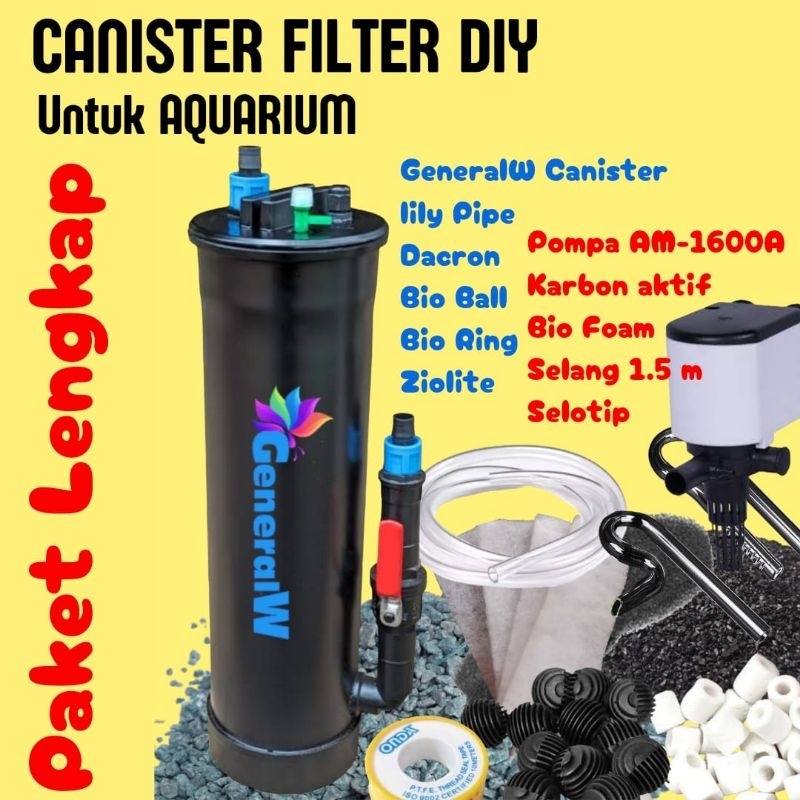 GeneralW Filter air Canister DIY Fullset AM 1600 External Filter air Aquascape Aquarium include pomp