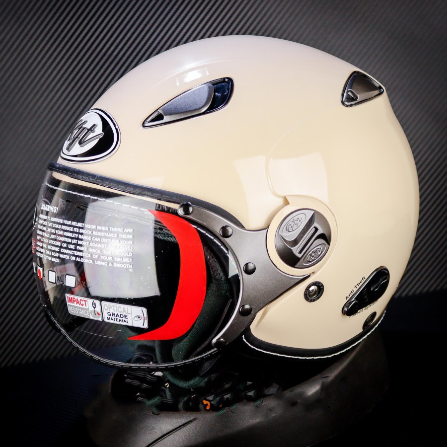 KYT HELM ELSICO SOLID CREAM GLOSSY - RETRO