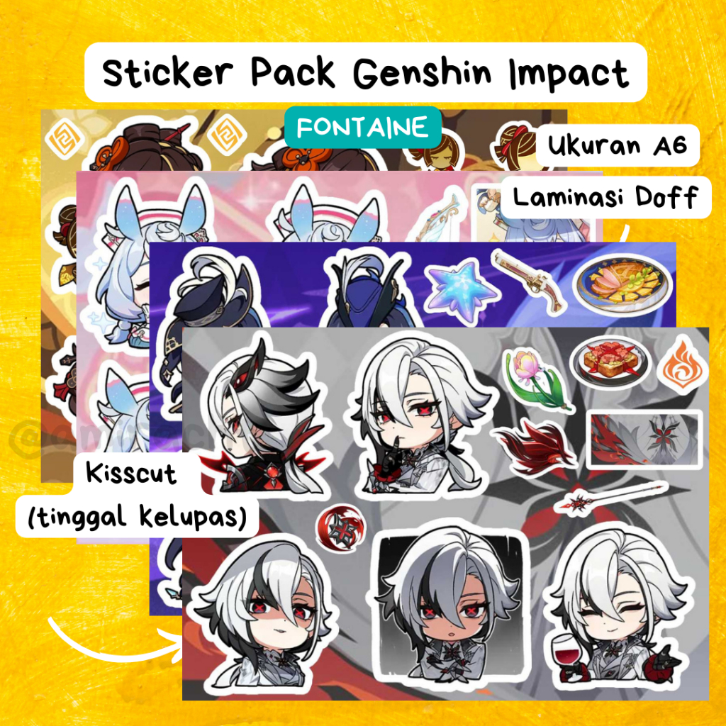 

[FONTAINE] Sticker Pack Genshin Impact A6 Vynil, Doff, Kisscut