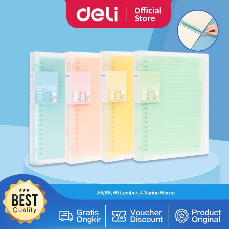 

Deli Buku Vivid Lose Leaf Binder A5/B5 60 Halaman Warna Pastel QHA560 QHB560