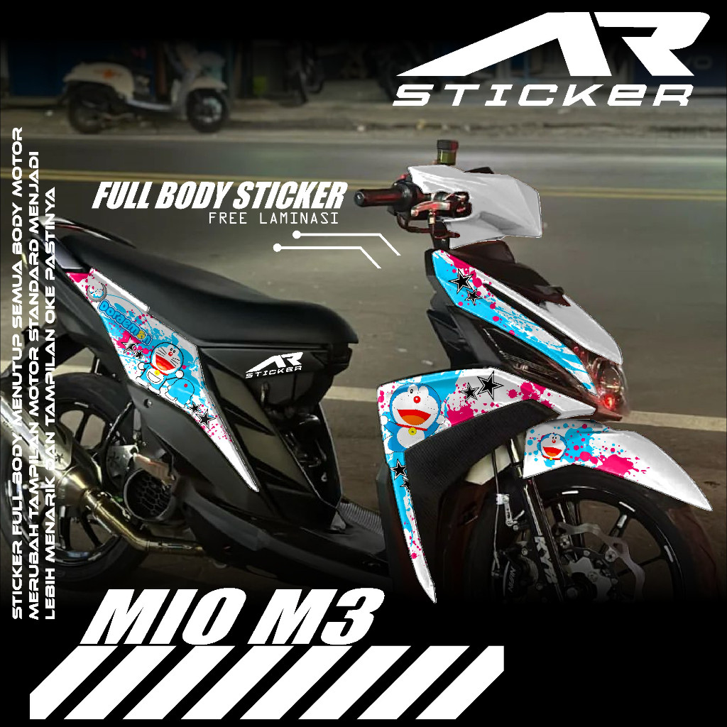 Decal Sticker Mio M3 125 MIO Z Full Body - Stiker Lis Body Variasi Racing Terlaris Desain Doraemon
