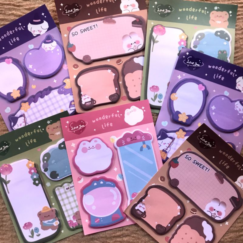 

sticky note 3 in 1 tempelan kertas catatan notes kertas tempel karakter