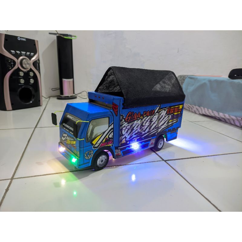 MINIATUR TRUK OLENG MINIATUR TRUK OLENG MURAH GRATIS LAMPU DAN TERPAL - BIRU