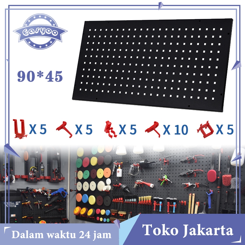 90*45cm Rak Perlengkapan Rak Bengkel Hook Set Wall Perforated Rack Tool Hanger Storage Set