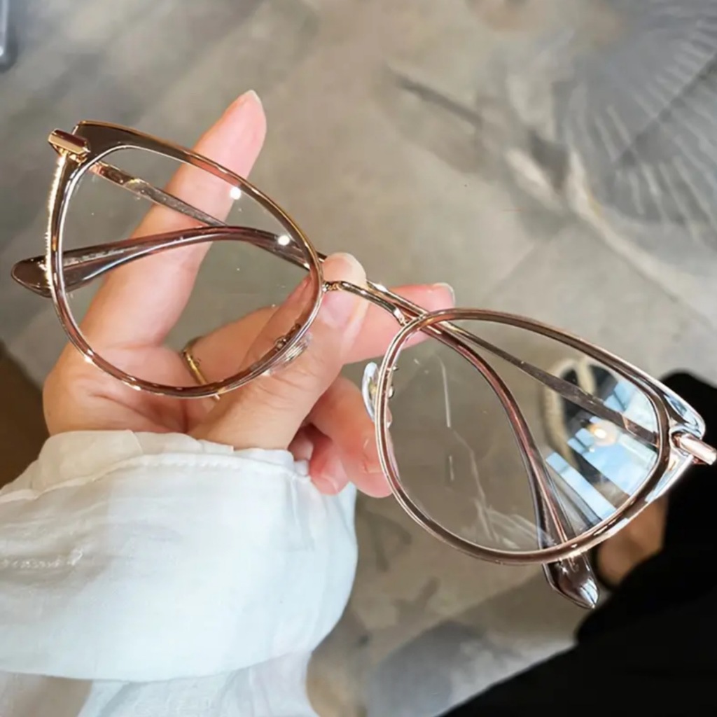 Kacamata Cateye Wanita Lensa Photocromik Minus Ukuran 0.50-6.00 Frame Optik 11916ZR Minus