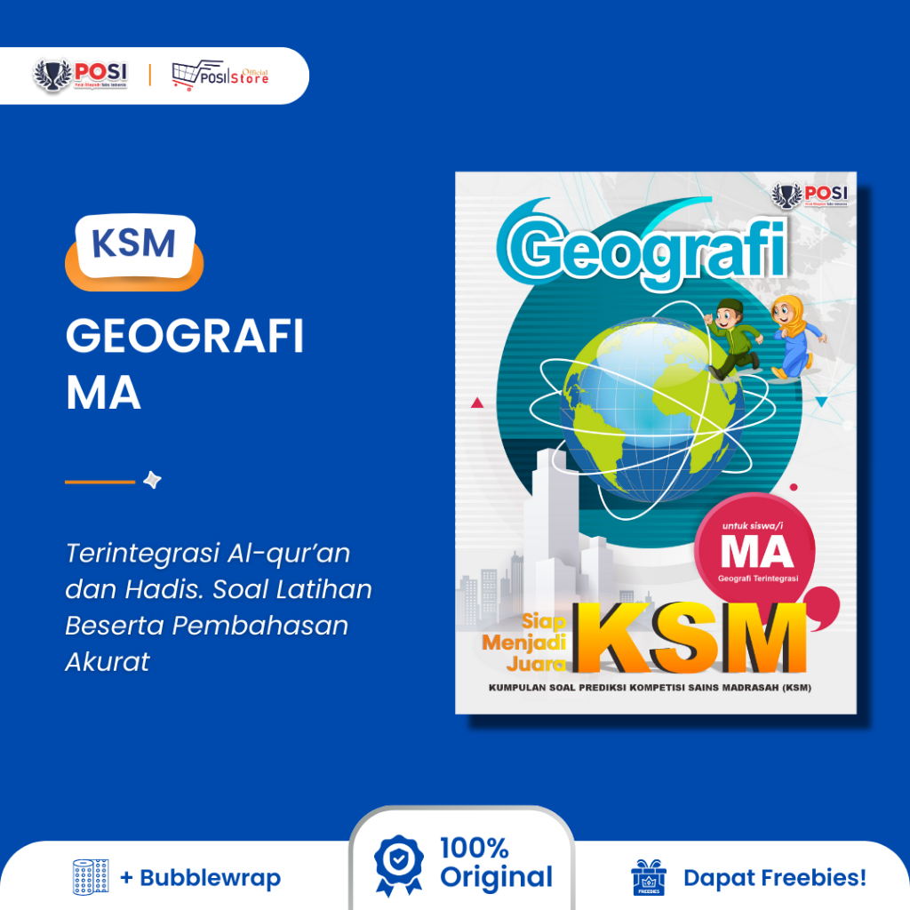 Buku POSI Persiapan KSM GEOGRAFI MA TERINTEGRASI Full Soal Latihan PLUS Pembahasan Akurat