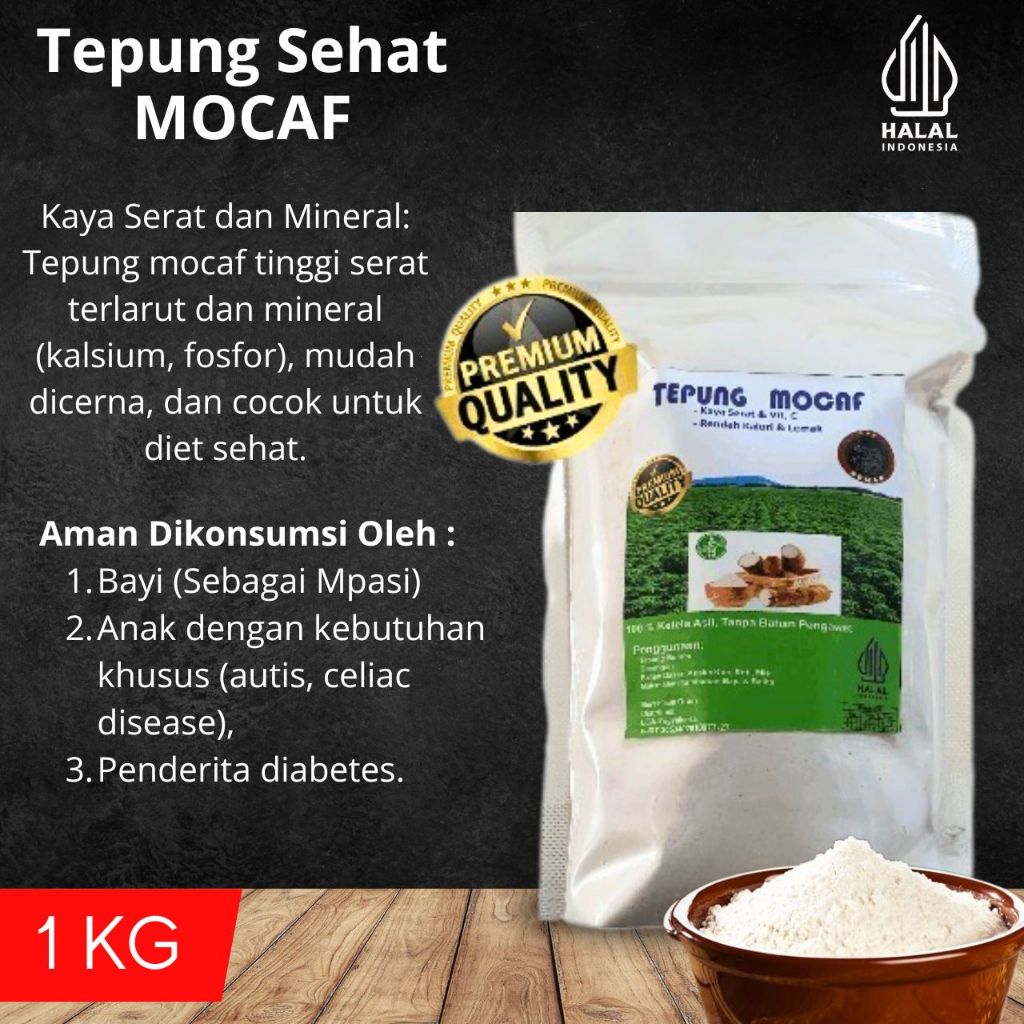 

Tepung Sehat Serbaguna MOCAF Cocok untuk Baking Kemasan Ekonomis 1000 Gram
