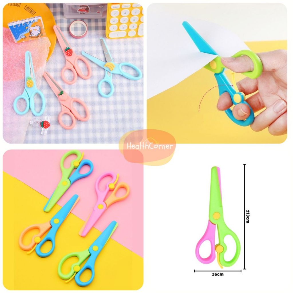 

Gunting Kertas Anak Warna Ujung Bulat / Safety Plastic Rounded Scissors / Alat Pemotong Kertas