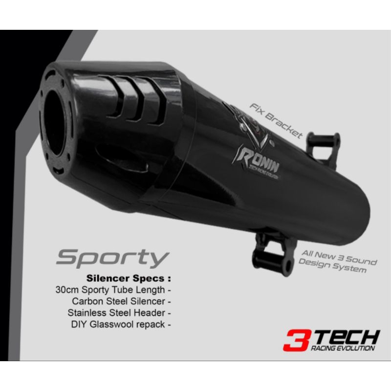Knalpot Racing Fullsystem 3suara RONIN HANZO by 3tech 150-160cc CBR R15 GSX VIXION SONIC XABRE MX KI