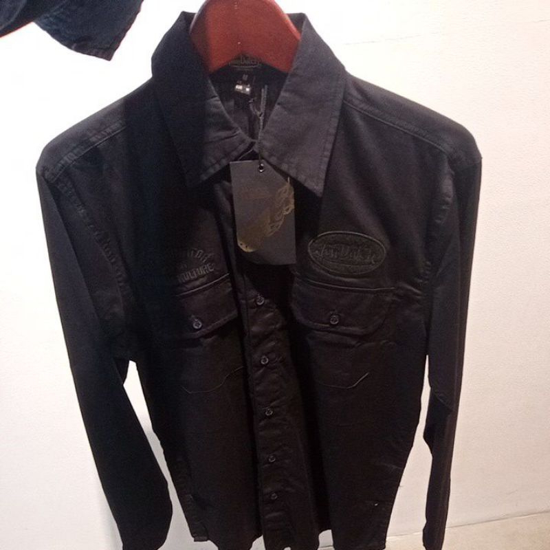 KEMEJA VON DUTCH ORIGINAL BLACK LENGAN PANJANG