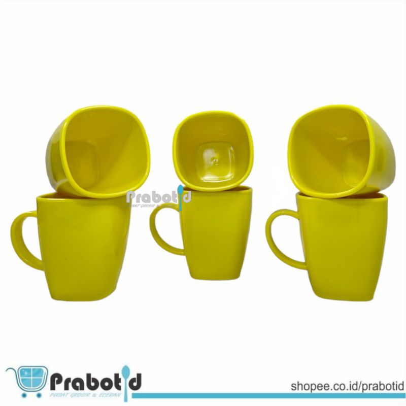 12 PCS GELAS MELAMIN 300ML / MUG MELAMIN LUSINAN / 12 PCS MUG KOPI SEMI MELAMIN / GELAS GAGANG SEMI