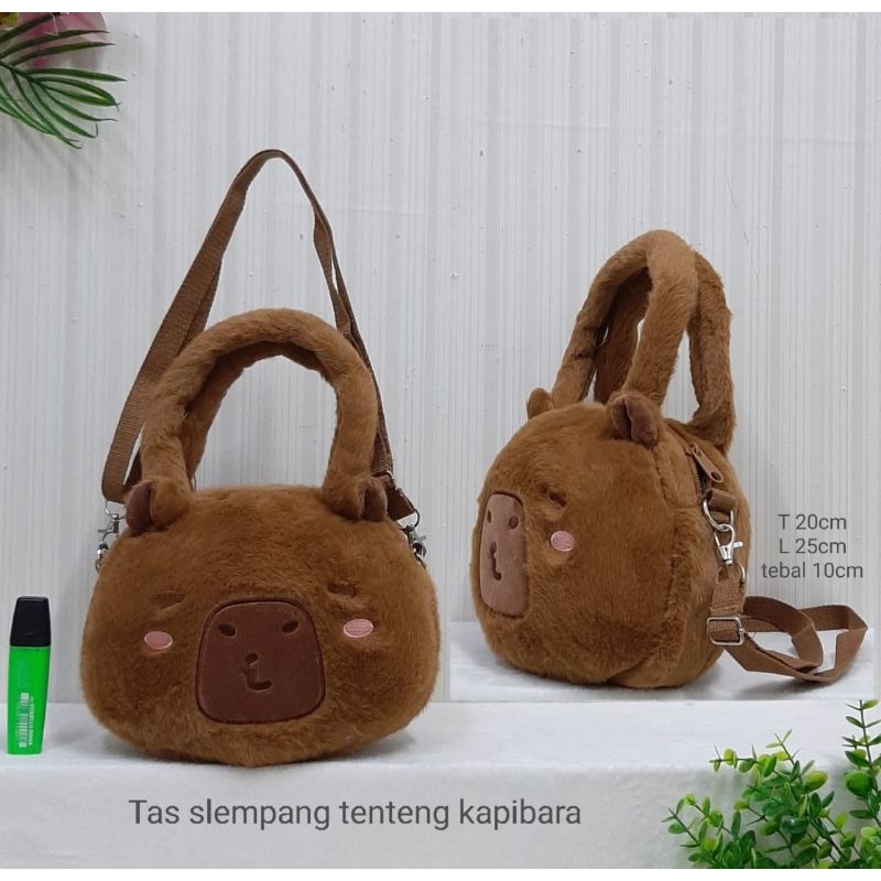 Tas Selempang Animal Capibara Bulu/Slingbag Capibara/Tas selempang Anak