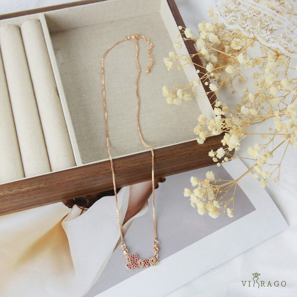VIRAGO CINTA Kalung Perhiasan Batu Permata Wanita Perhiasan Berlapis Emas Berlapis Emas Kalung Titan