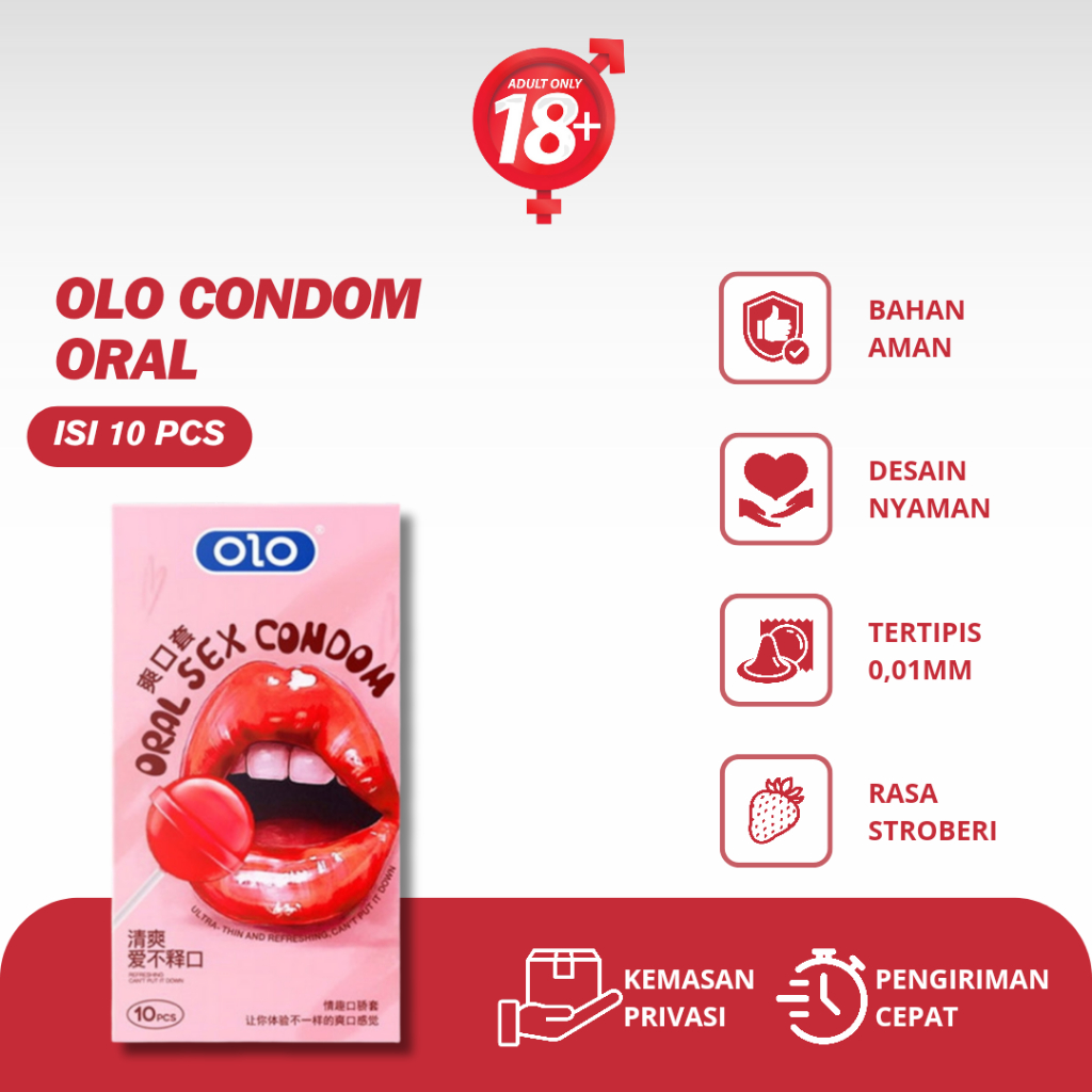 KONDOM OLO 0.01 ORAL SEX RASA STRAWBERRY CONDOM PALING TIPIS - ISI 10 PCS
